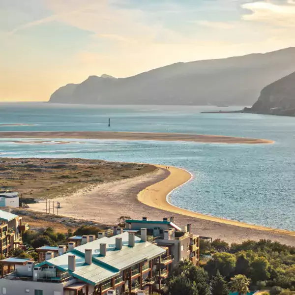 Luftaufnahme eines Strandes in Portugal