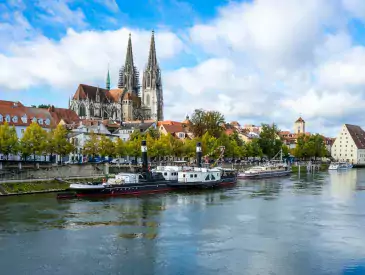 Regensburg Deutschland, River, Town, Buildings