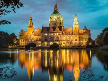 Hannover Deutschland, New Town Hall, Building, Illuminated